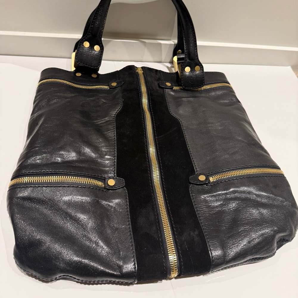 Jimmy Choo Black and Gold Leather Tote - Picture 5 of 11